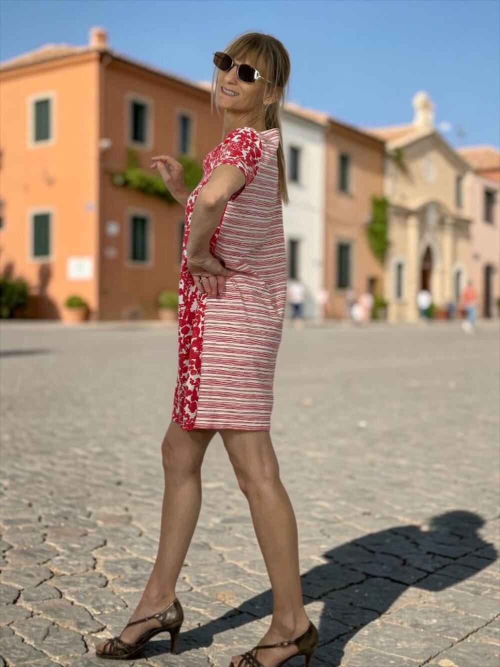 Tory Burch Elisabeth Pima Cotton Dress M Mixed Print Pepper Issy Stripe